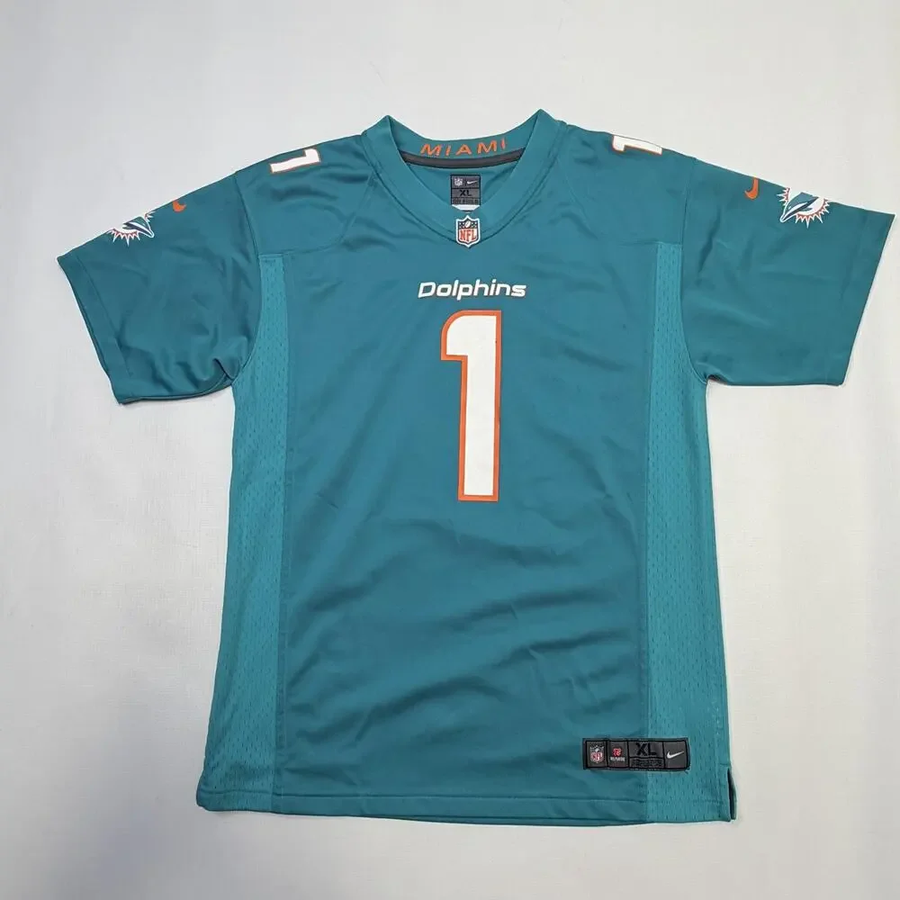 Miami Dolphins Jersey Boys XL Blue NFL Football Nike Tagovailoa 1 On Field